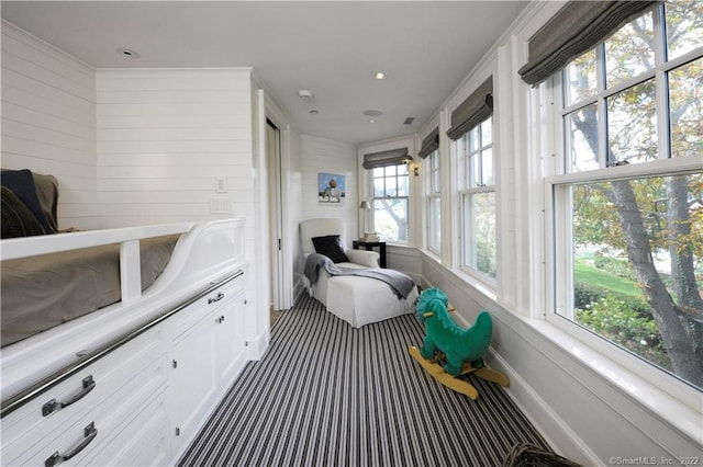 46 Compo Mill Cv, Westport, CT 06880 - sunroom with carpet flooring and wooden walls