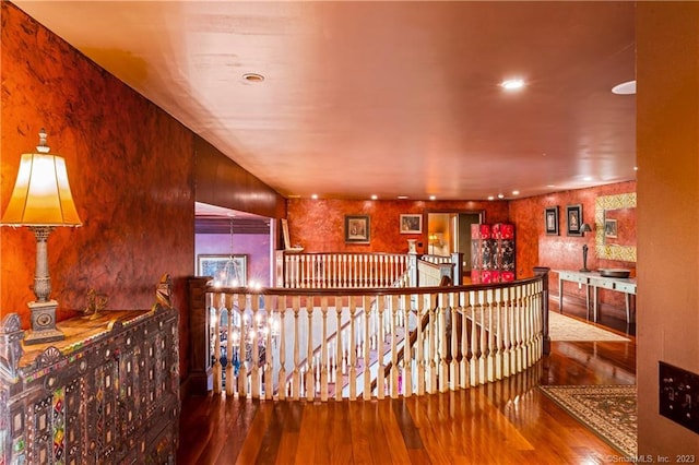 hallway with wood-type flooring