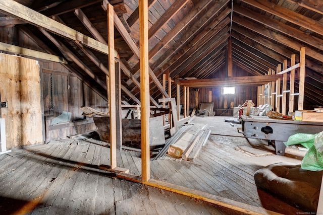 view of unfinished attic