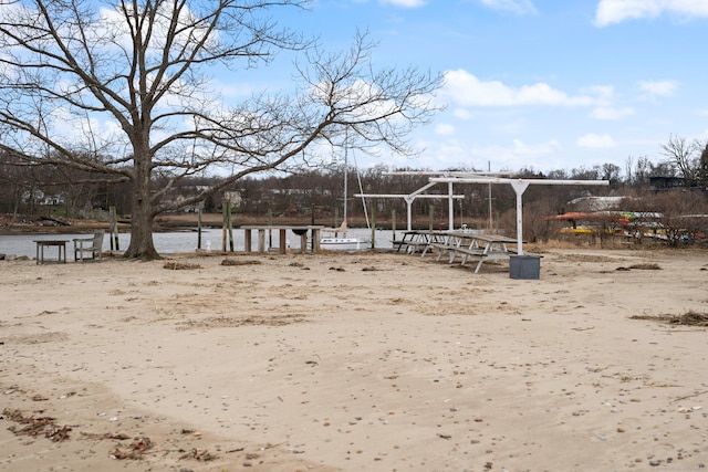 view of yard with a water view