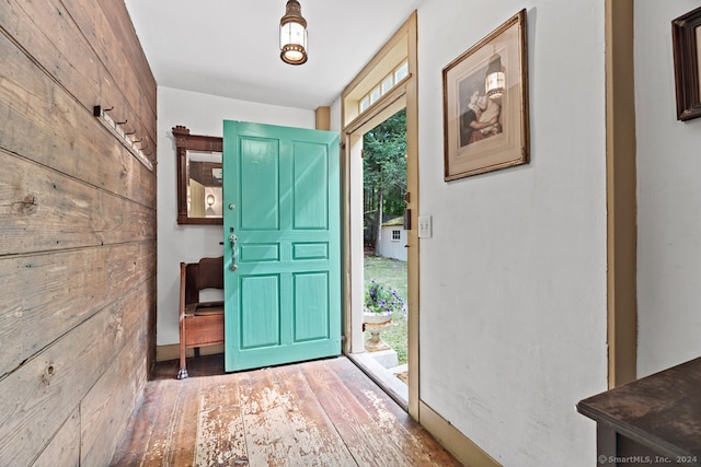 entrance foyer with light hardwood / wood-style floors and a wealth of natural light