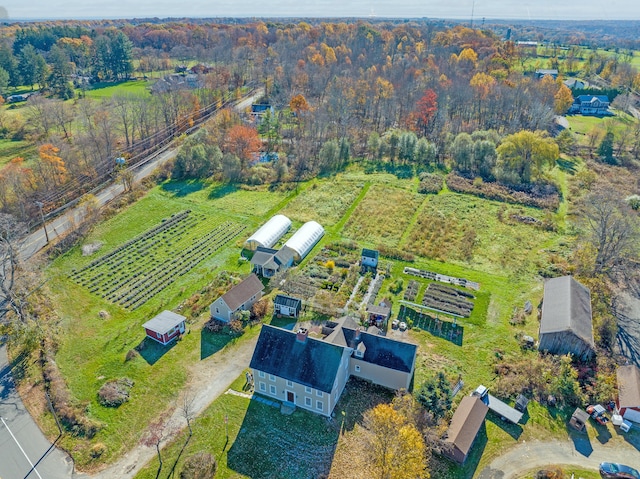 aerial view with a rural view