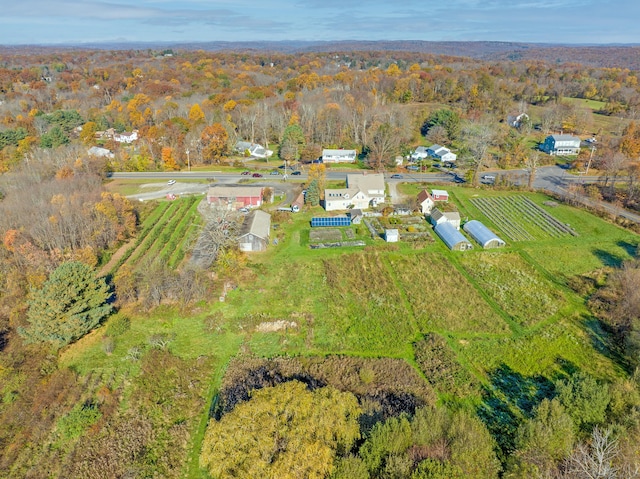 birds eye view of property featuring a rural view