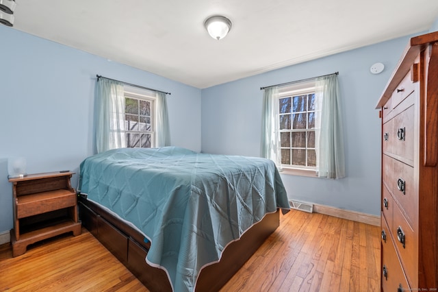 bedroom with light hardwood / wood-style floors