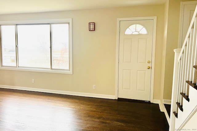 entrance foyer with dark hardwood / wood-style flooring