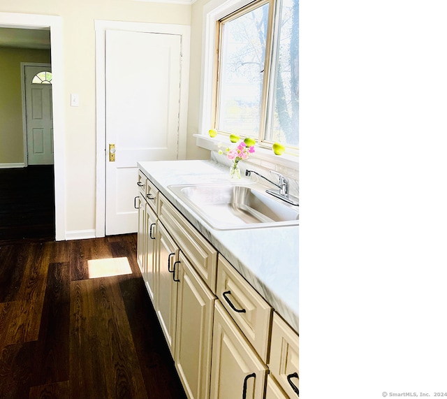 bathroom featuring hardwood / wood-style floors and vanity