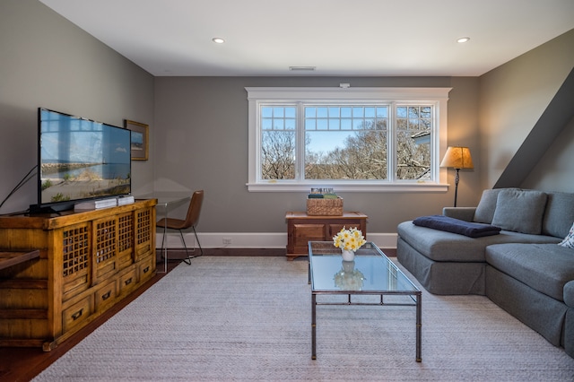 living room with wood-type flooring