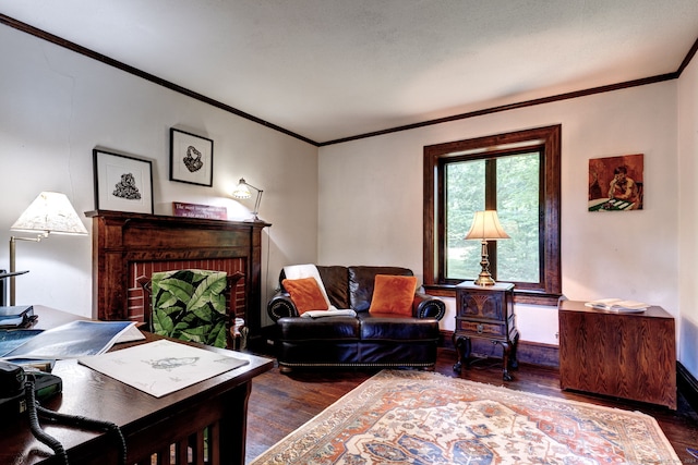 office area featuring dark wood-type flooring