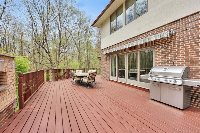 deck featuring grilling area