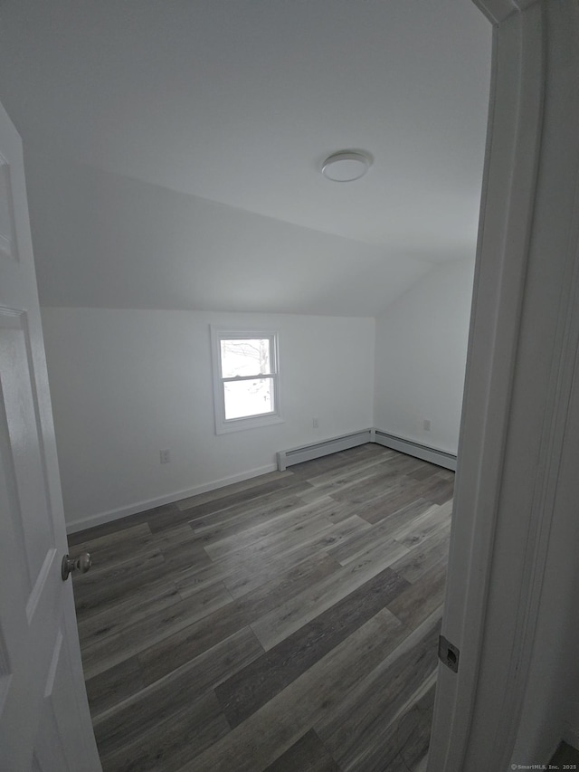 additional living space featuring dark hardwood / wood-style flooring and lofted ceiling