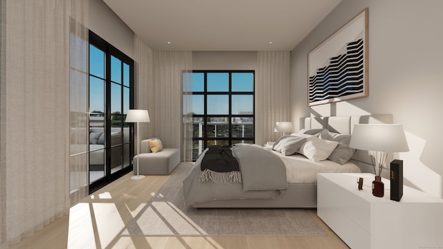 bedroom featuring light wood-type flooring