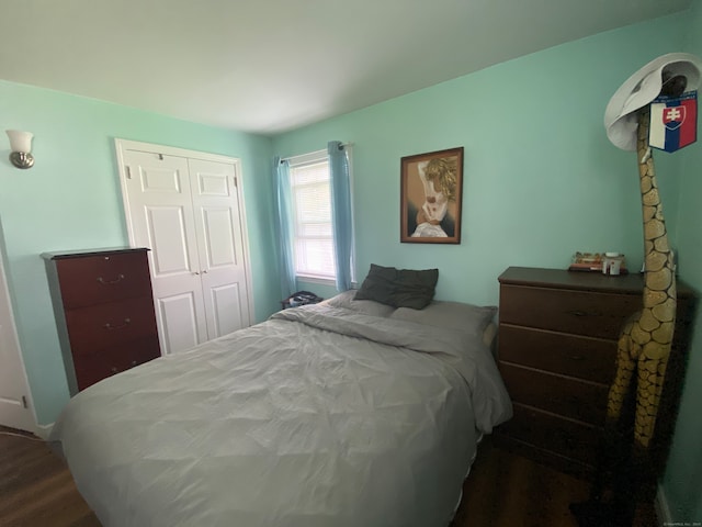 bedroom featuring a closet and hardwood / wood-style flooring