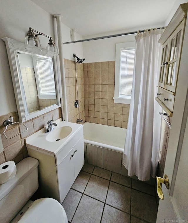 357 Granfield Ave Unit B, Bridgeport, CT 06610 - full bathroom featuring toilet, tile patterned floors, tiled shower / bath, and vanity