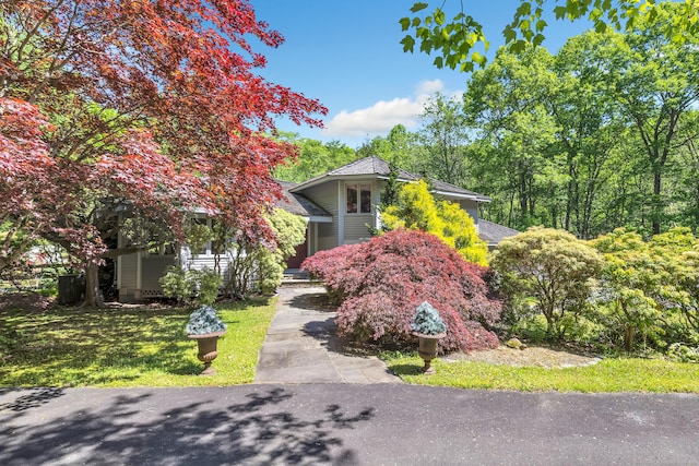 view of front of property with a front lawn