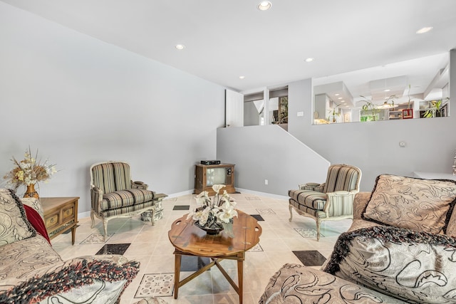 view of tiled living room