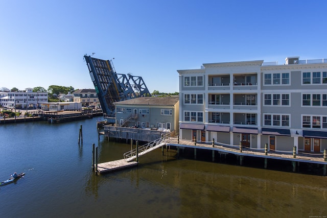 view of dock featuring a water view