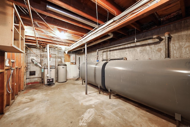 basement with gas water heater