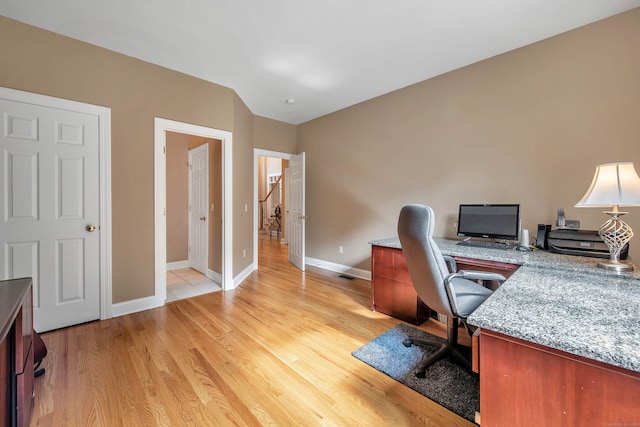 office featuring light hardwood / wood-style floors