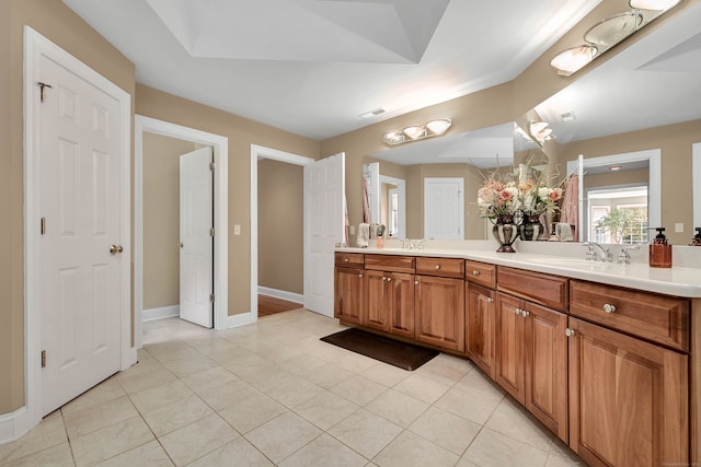 bathroom featuring vanity and tile patterned floors