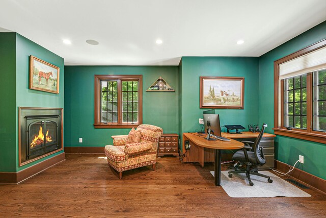 office space featuring hardwood / wood-style flooring