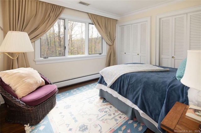 6 Juniper Ledge Ln, Salisbury, CT 06039 - bedroom with baseboard heating, ornamental molding, and wood finished floors
