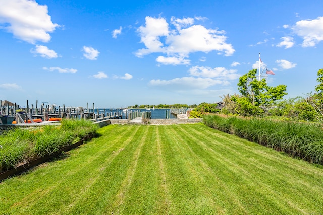 view of yard featuring a boat dock