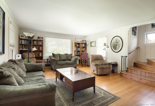 living room with hardwood / wood-style floors