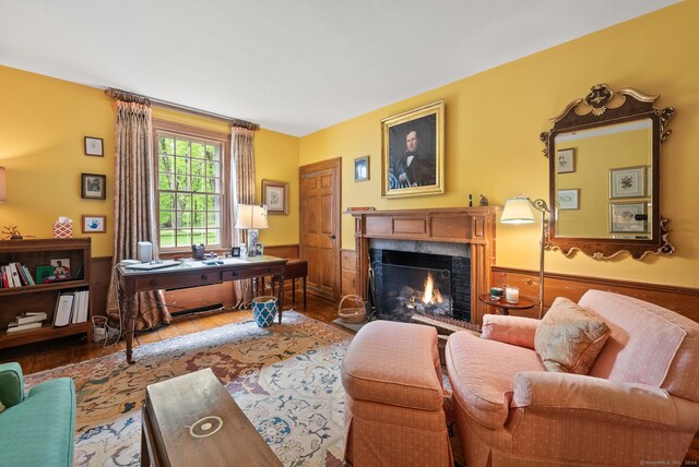 living room with hardwood / wood-style flooring