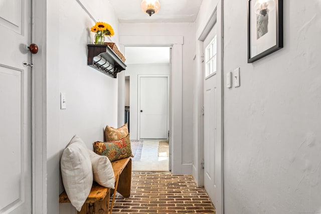 402 Perrin Rd, Woodstock, CT 06281 - hallway featuring brick patterned flooring
