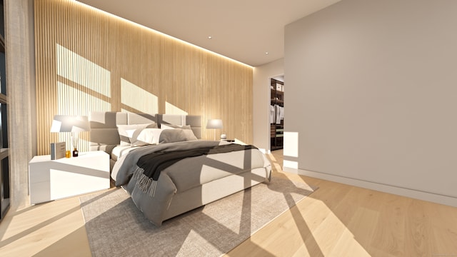 bedroom with light hardwood / wood-style floors