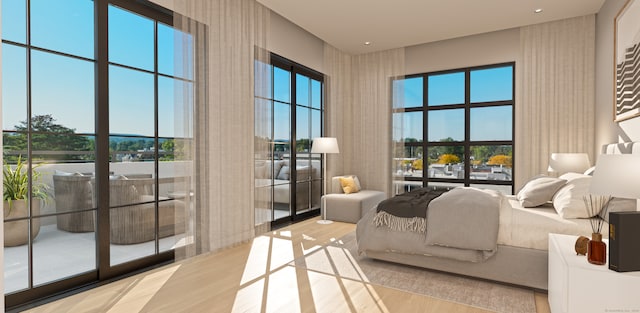 bedroom featuring light hardwood / wood-style flooring