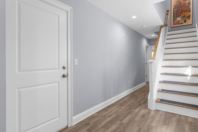 30 Village Xing Unit 30, East Lyme, CT 06357 - stairway with wood finished floors and recessed lighting