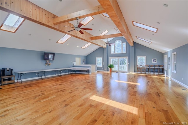 view of basketball court featuring a skylight