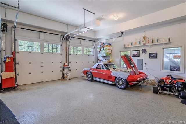 garage with electric panel