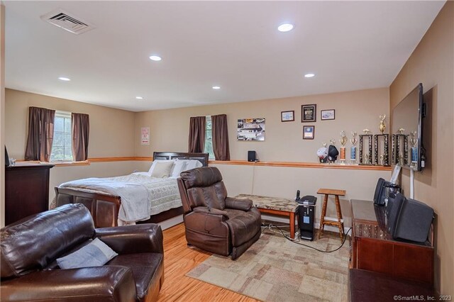 bedroom featuring light hardwood / wood-style flooring