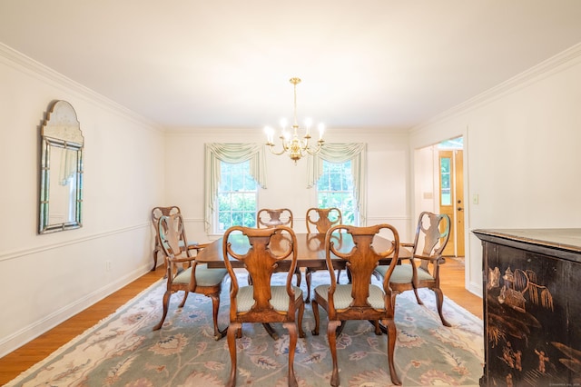 18 Hunters Ridge Rd, Southbury, CT 06488 - dining room featuring a chandelier, light wood-type flooring, ornamental molding, and baseboards