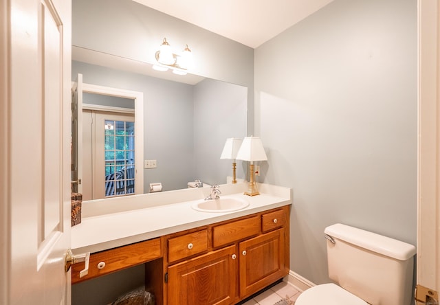 18 Hunters Ridge Rd, Southbury, CT 06488 - half bathroom featuring vanity, toilet, tile patterned flooring, and baseboards