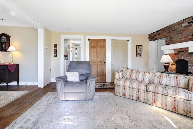 living room with hardwood / wood-style flooring