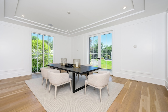 dining space featuring light hardwood / wood-style flooring