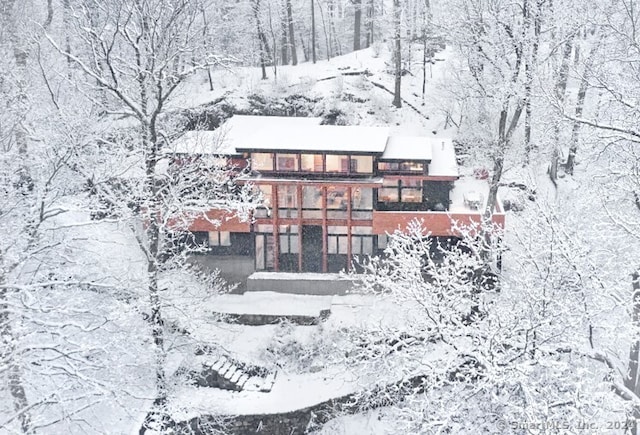 view of snowy aerial view