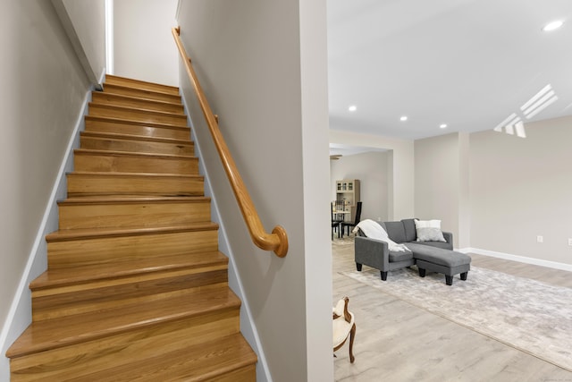 203 Winding Hollow Rd, Groton, CT 06340 - stairway with baseboards, recessed lighting, and wood finished floors