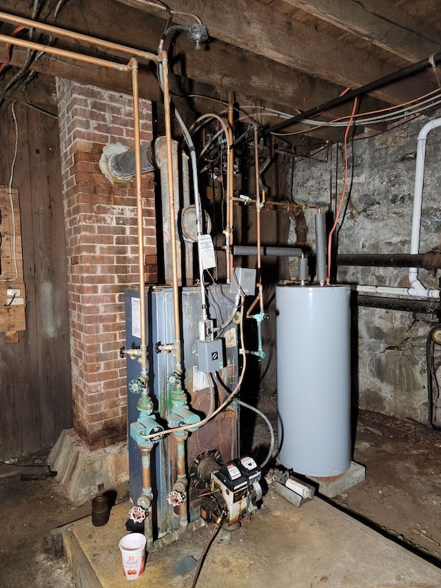 utility room with water heater