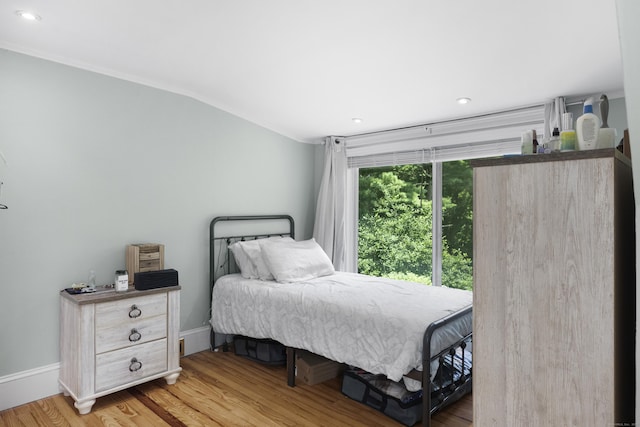 bedroom with hardwood / wood-style floors