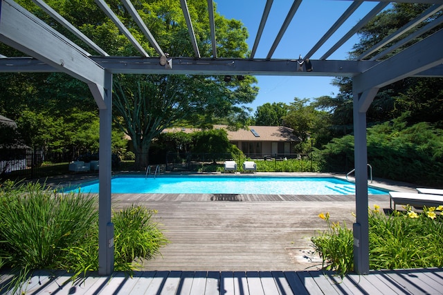 view of pool featuring a deck