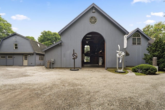 exterior space with an outbuilding