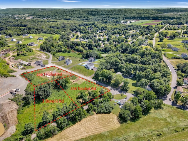 356 Totoket Rd, North Branford, CT 06472 - aerial overview of property's location featuring property parcel outlined and a forest