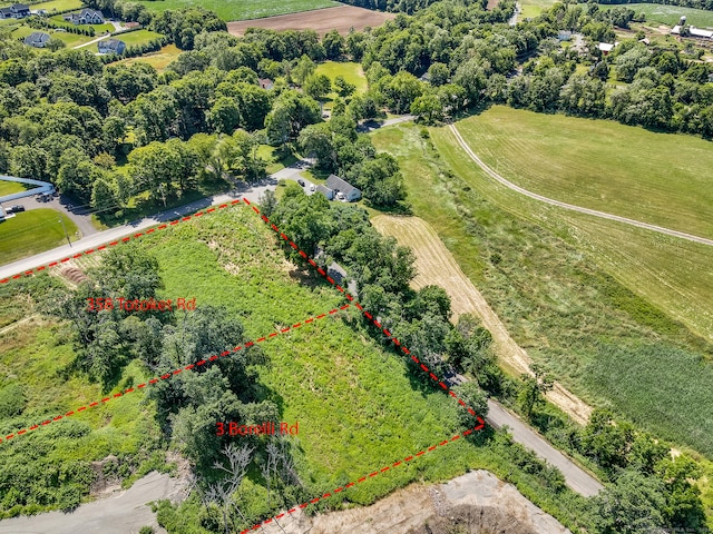 bird's eye view with a rural view