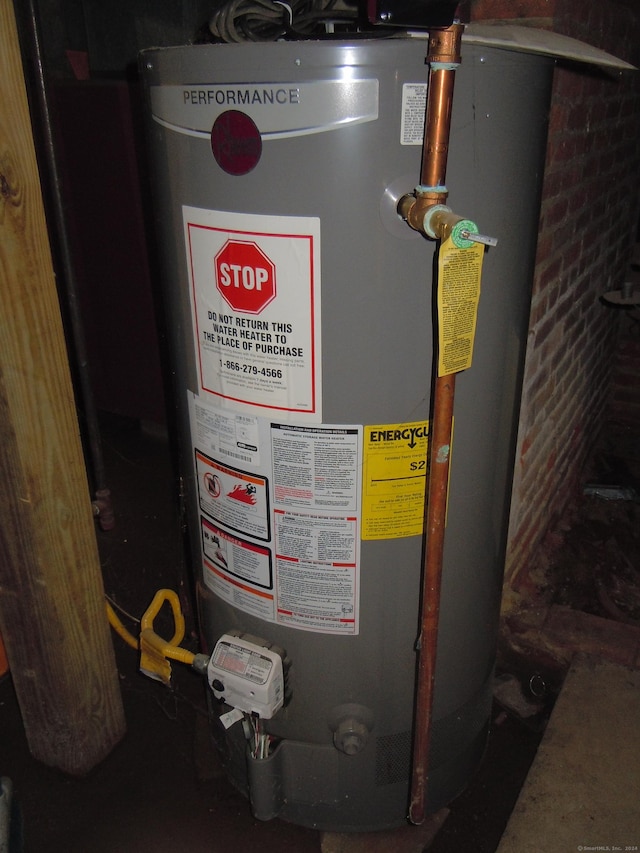 utility room featuring water heater