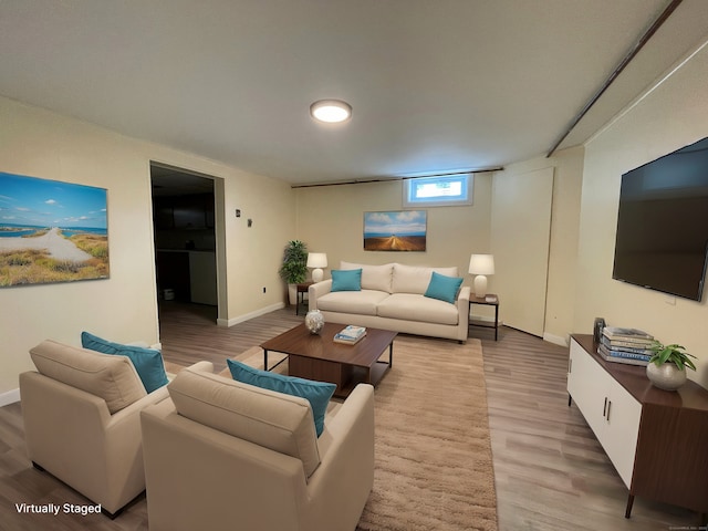 living room with hardwood / wood-style flooring