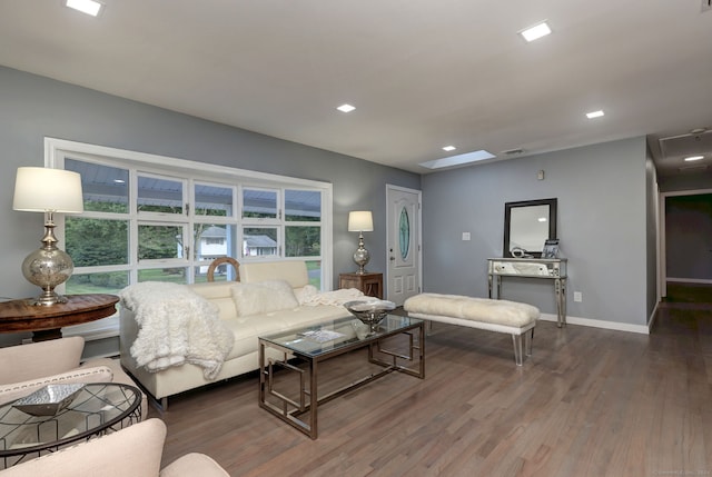 living room featuring dark hardwood / wood-style floors